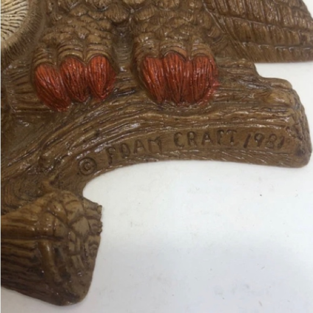 Vintage Big Brown Eye Owls Hanging Wall Art MCM Retro Set of 2 Foam Craft 1981 - Picture 3 of 3